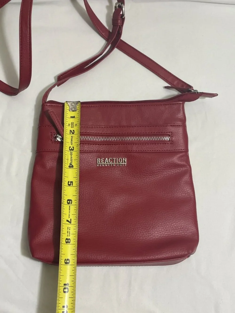 Kenneth Cole Reaction Red Crossbody Bag Faux Leather Adjustable Strap Purse